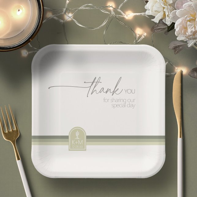 Assiettes En Carton Desert Vibes Mariage Merci Sage Green ID1019 (Créateur téléchargé)