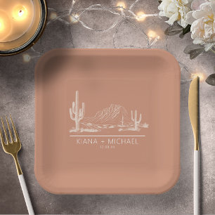 Assiettes En Carton Desert Vibes Paysage Mariage Terra Cotta ID1019