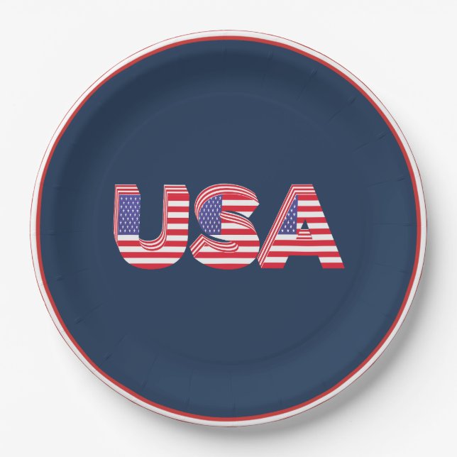 Assiettes En Carton Design 3D USA (Devant)