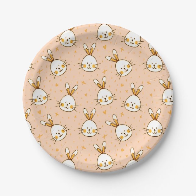 Assiettes En Carton Design amusant avec des petits lapins (Devant)