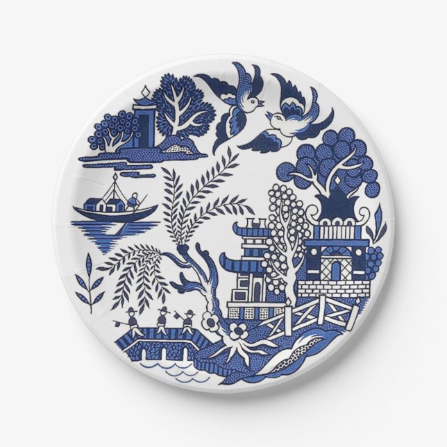 Assiettes En Carton Design classique de la Chine sauvage bleue (Devant)