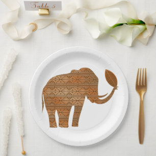 Assiettes En Carton Design d'art tribal des éléphants