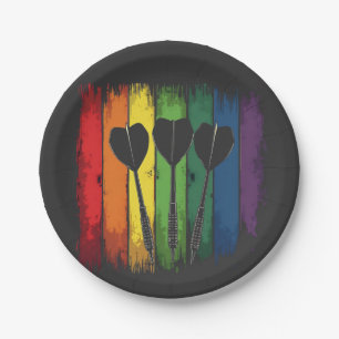 Assiettes En Carton Design de fléchettes vintage avec couleurs LGBTQ V