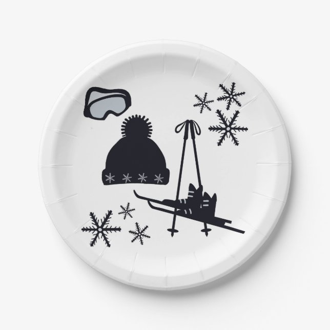 Assiettes En Carton Design de neige de différents objets (Devant)