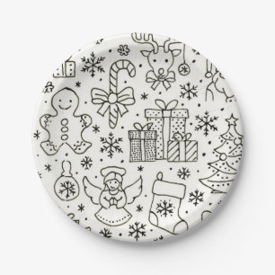 Assiettes En Carton Design de Noël simple sur une plaque de papier