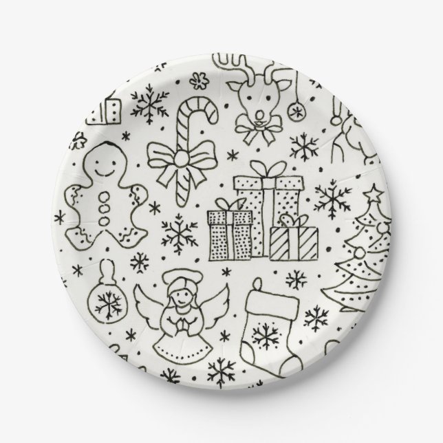 Assiettes En Carton Design de Noël simple sur une plaque de papier (Devant)