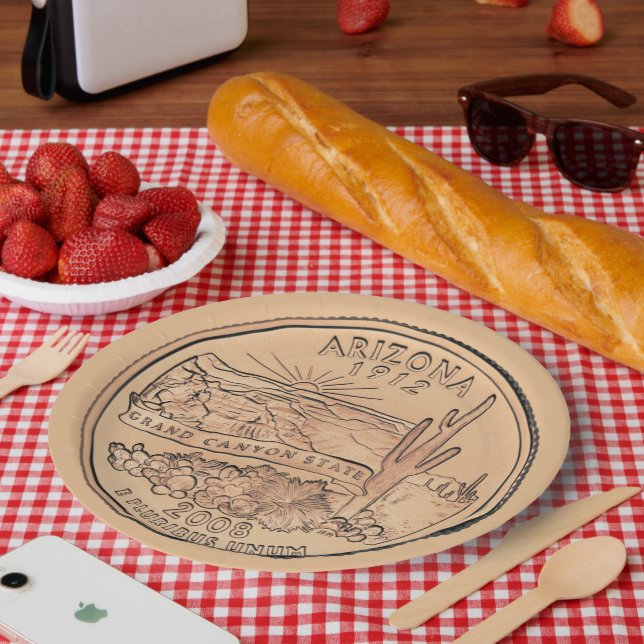 Assiettes En Carton Design du quartier d'état de l'Arizona (Pique-nique)