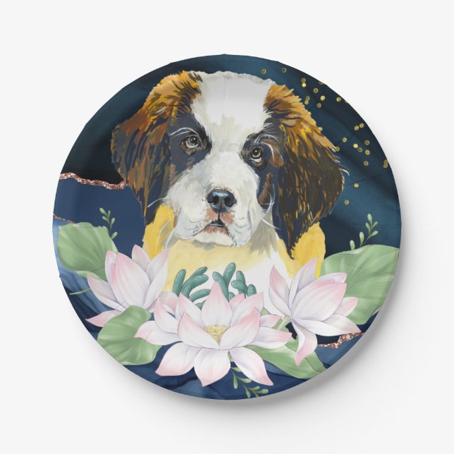 Assiettes En Carton Design élégant et élégant avec St Bernard chien et (Devant)