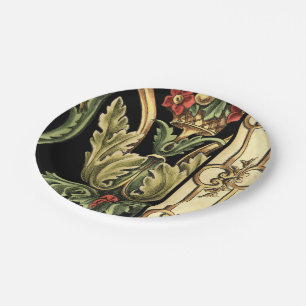 Assiettes En Carton Design floral ornemental aux frontières noires