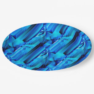 Assiettes En Carton Design graphique transparent - bleu noir I