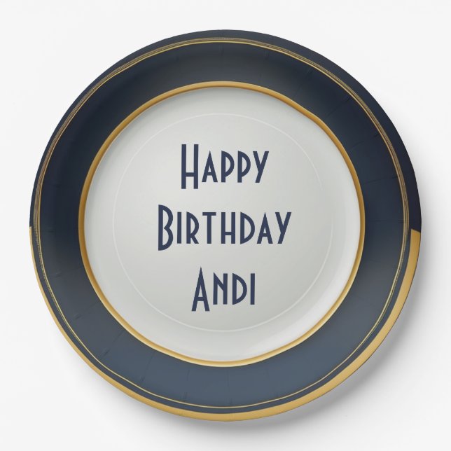 Assiettes En Carton Design moderne en céramique bleu et or japonais (Devant)