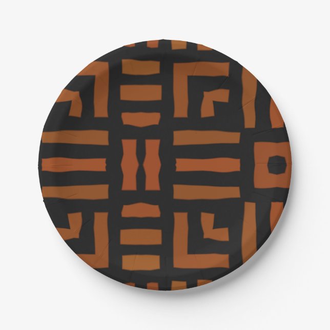 Assiettes En Carton Design tribal géométrique africain chaud (Devant)