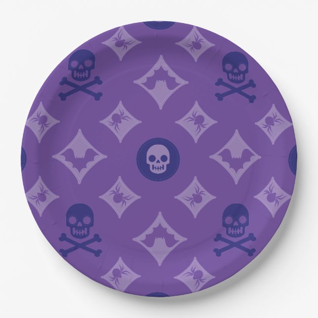 Assiettes En Carton Designer Halloween, Louis Skuls (Devant)