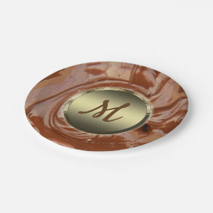 Assiettes En Carton Dessert brun au chocolat fondu et au fudge en spir