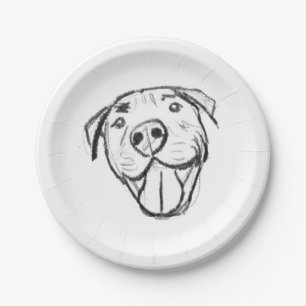 Assiettes En Carton dessin de bulle simple amoureux de les chiens noir