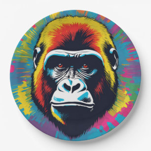 Assiettes En Carton Dessin de dessin de peinture Gorilla Pop