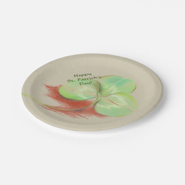 Assiettes En Carton Dessin de la Pastel shamrock de Clover Saint Patri (Angle)