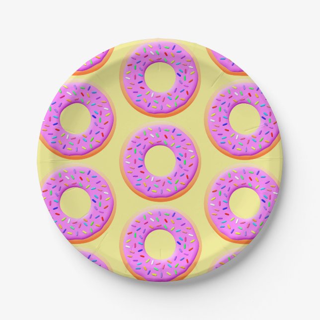 Assiettes En Carton Dessin De Mignonne Donut Avec Des Saupoudrages (Devant)