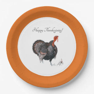 Assiettes En Carton Dessin de Turquie Vintage bon thanksgiving