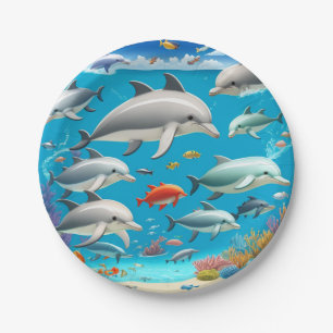 Assiettes En Carton Dessin des dauphins
