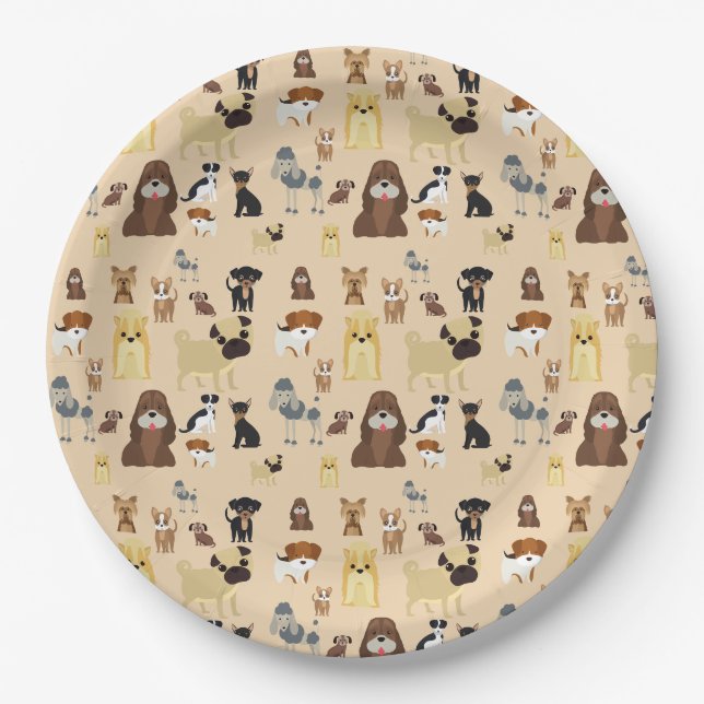 Assiettes En Carton dessin motif pour chien mignon pour amoureux de le (Devant)