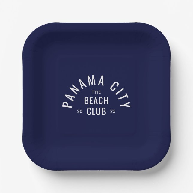 Assiettes En Carton Destination personnalisée du Beach Club Deep Blue (Recto)