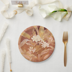 Assiettes En Carton Détail floral Art nouveau d'Alphonse Mucha