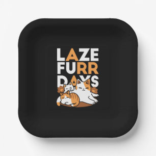 Assiettes En Carton Détendez-vous Art Chat - 'Laze Furr Days' pour les