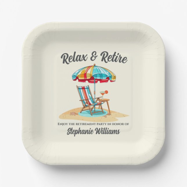 Assiettes En Carton Détendez-vous et retirez-vous du Cocktail tropical (Recto)
