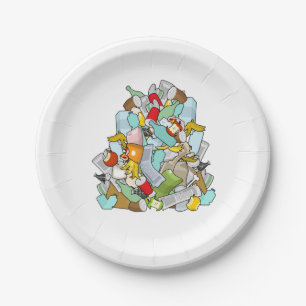 Assiettes En Carton Détritus Tas Sale Ordures Recyclage Déchets