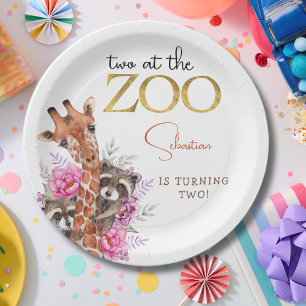Assiettes En Carton Deux à la fête anniversaire de enfant des animaux 