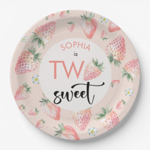 Assiettes En Carton Deux anniversaire de enfant de fraise sucrée