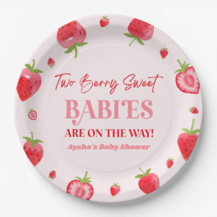 Assiettes En Carton Deux Berry Sweet Baby Baby shower Twin fraise