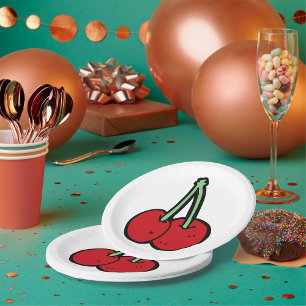 Assiettes En Carton Deux cerises