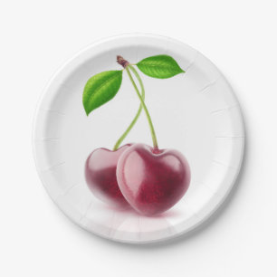 Assiettes En Carton Deux coeurs de cerise