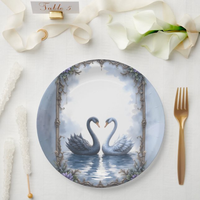 Assiettes En Carton Deux cœurs, une réflexion – Mariage romantique de  (Mariage)