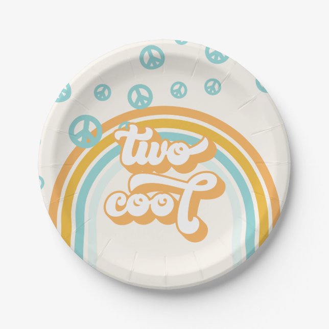 Assiettes En Carton DEUX Cool Retro Boy 2E Anniversaire (Devant)