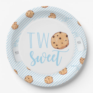 Assiettes En Carton Deux doux gâteaux au lait et biscuits bleu Anniver