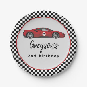 Assiettes En Carton Deux Fast Race Car Boy 2e fête d'anniversaire