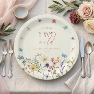 Assiettes En Carton Deux Fête d'anniversaire de 2 ans Wild Wildflower