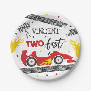 Assiettes En Carton Deux fête d'anniversaire rapide Red Race Car 2e a