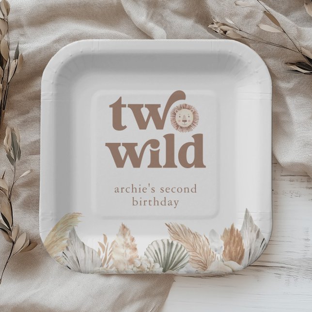 Assiettes En Carton Deux Feuilles neutres sauvages (Zazzle Two Wild Retro Neutral Leaves Birthday Paper Plates)