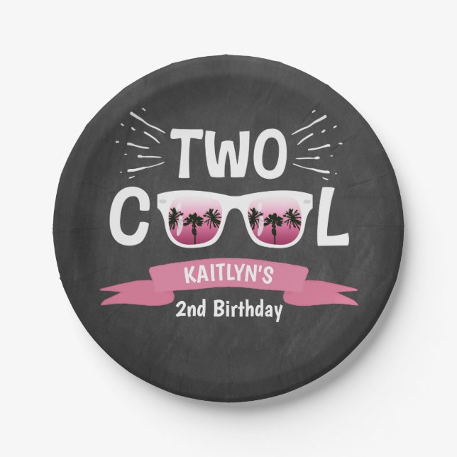 Assiettes En Carton Deux filles Cool Chalkboard 2e anniversaire (Devant)