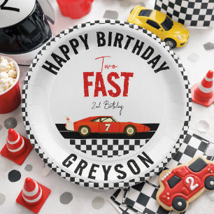 Assiettes En Carton Deux Garçon de Course Rapide 2ème Fête d'Anniversa