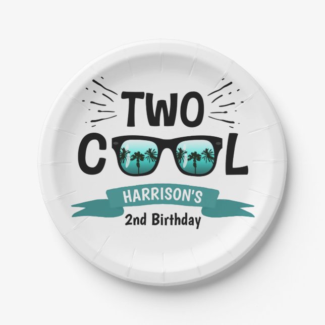 Assiettes En Carton Deux garçons Cool 2e anniversaire (Devant)