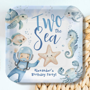 Assiettes En Carton Deux La Mer ! Cute Boy Blue Ocean Anniversaire