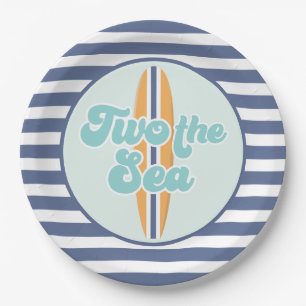 Assiettes En Carton Deux mer Surfboard Beach Anniversaire