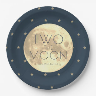 Assiettes En Carton Deux Moon Navy Blue Boy 2e anniversaire