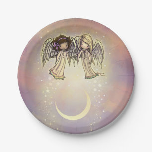Assiettes En Carton Deux petits anges sur une nuit scintillante Art