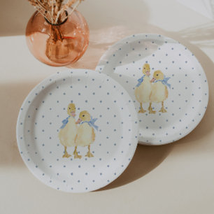 Assiettes En Carton Deux Petits Canetons Classique Garçons Jumeaux Bab